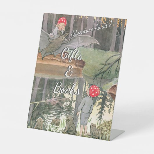 Niedliche Pilz Woodland Kinderdusche Bücher und Ge Sockelschild (Vorderseite)