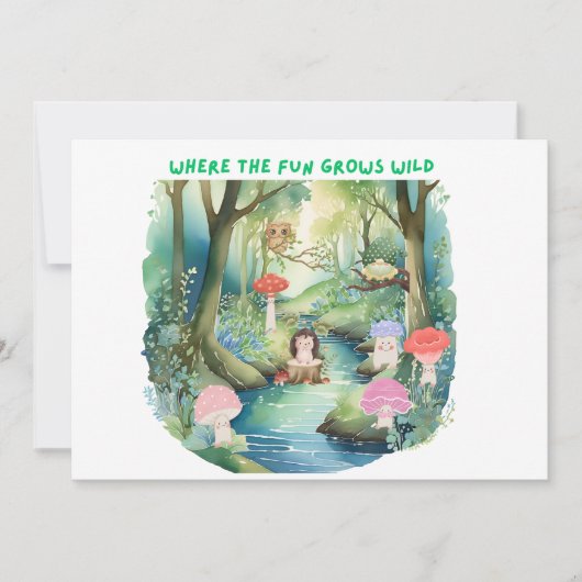 Niedliche Pilzbewohner Einladung (Vorderseite)