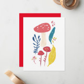 Niedliche Pilzdarstellung Mitteilungskarte (Vorderseite/Rückseite Beispiel)