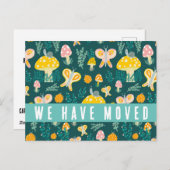 Niedliche Pilze - Ankündigung Neue Zuhause-Schneck Postkarte (Vorne/Hinten)