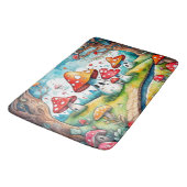 Niedliche Pilze Blätter Hütte Kerndesign Badematte (Schrägansicht)