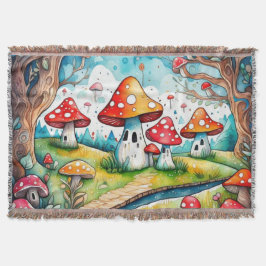 Niedliche Pilze Blätter Hütte Kerndesign Decke