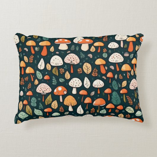 Niedliche Pilze Blätter Hütte Kerndesign Dekokissen (Vorderseite)