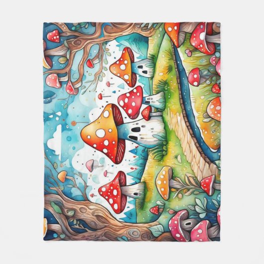 Niedliche Pilze Blätter Hütte Kerndesign Fleecedecke (Vorderseite)