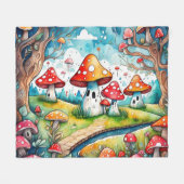 Niedliche Pilze Blätter Hütte Kerndesign Fleecedecke (Vorderseite (Horizontal))