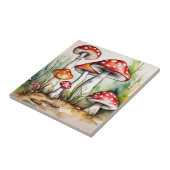 Niedliche Pilze Blätter Hütte Kerndesign Fliese (Seite)
