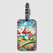 Niedliche Pilze Blätter Hütte Kerndesign Gepäckanhänger (Vorderseite Vertikal)
