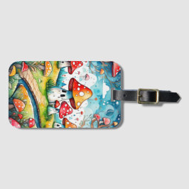 Niedliche Pilze Blätter Hütte Kerndesign Gepäckanhänger