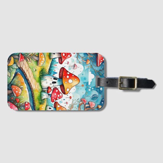 Niedliche Pilze Blätter Hütte Kerndesign Gepäckanhänger (Vorderseite (Horizontal))