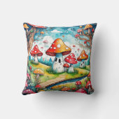 Niedliche Pilze Blätter Hütte Kerndesign Kissen (Rückseite)