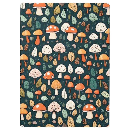 Niedliche Pilze Blätter Hütte Kerndesign Klemmbrett (Rückseite)