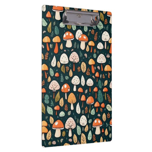 Niedliche Pilze Blätter Hütte Kerndesign Klemmbrett (Rechts)