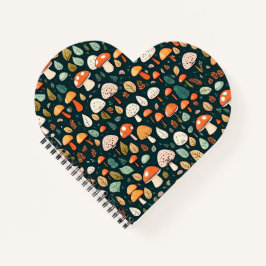 Niedliche Pilze Blätter Hütte Kerndesign Notizblock