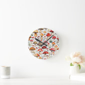 Niedliche Pilze Blätter Hütte Kerndesign Runde Wanduhr (Zuhause)