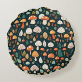 Niedliche Pilze Blätter Hütte Kerndesign Rundes Kissen (Rückseite)