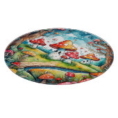 Niedliche Pilze Blätter Hütte Kerndesign Schneidebrett (Ecke)