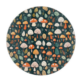 Niedliche Pilze Blätter Hütte Kerndesign Schneidebrett