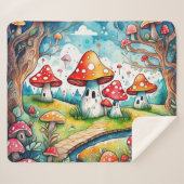 Niedliche Pilze Blätter Hütte Kerndesign Sherpadecke (Vorderseite (Horizontal))