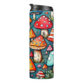 Niedliche Pilze Blätter Hütte Kerndesign Thermosbecher (Nach rechts gedreht)