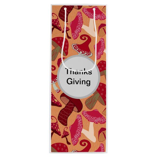 Niedliche Pilze Geschenktüte Für Weinflaschen (Vorderseite)