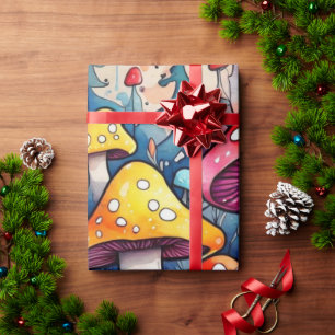 Niedliche Pilze Hütte Kernmuster Wrapping Papier Geschenkpapier