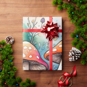 Niedliche Pilze Hütte Kernmuster Wrapping Papier Geschenkpapier