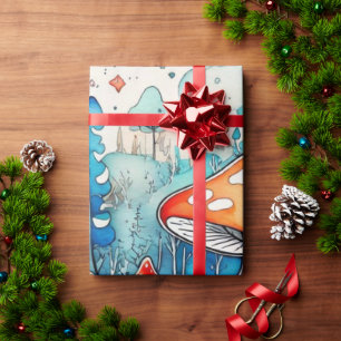 Niedliche Pilze Hütte Kernmuster Wrapping Papier Geschenkpapier