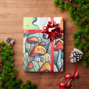 Niedliche Pilze Hütte Kernmuster Wrapping Papier Geschenkpapier