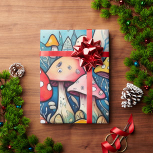 Niedliche Pilze Hütte Kernmuster Wrapping Papier Geschenkpapier