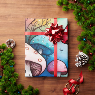 Niedliche Pilze Hütte Kernmuster Wrapping Papier Geschenkpapier