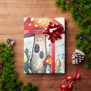 Niedliche Pilze Hütte Kernmuster Wrapping Papier Geschenkpapier