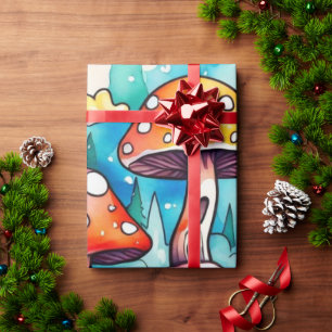 Niedliche Pilze Hütte Kernmuster Wrapping Papier Geschenkpapier