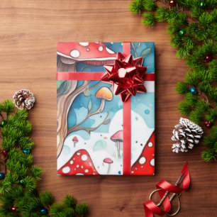 Niedliche Pilze Hütte Kernmuster Wrapping Papier Geschenkpapier