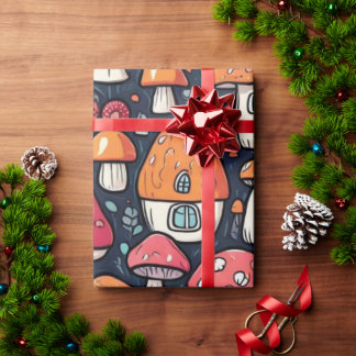 Niedliche Pilze Hütte Kernmuster Wrapping Papier Geschenkpapier