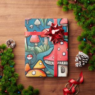 Niedliche Pilze Hütte Kernmuster Wrapping Papier Geschenkpapier