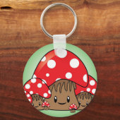 Niedliche Pilze im grünen Hintergrund Schlüsselanhänger (Vorderseite)