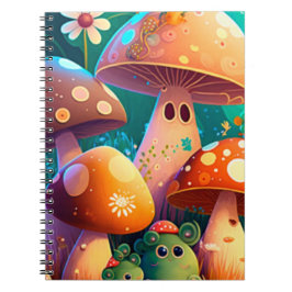 Niedliche Pilze im Spiral-Notebook Notizblock