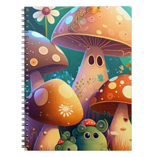 Niedliche Pilze im Spiral-Notebook Notizblock (Vorderseite)