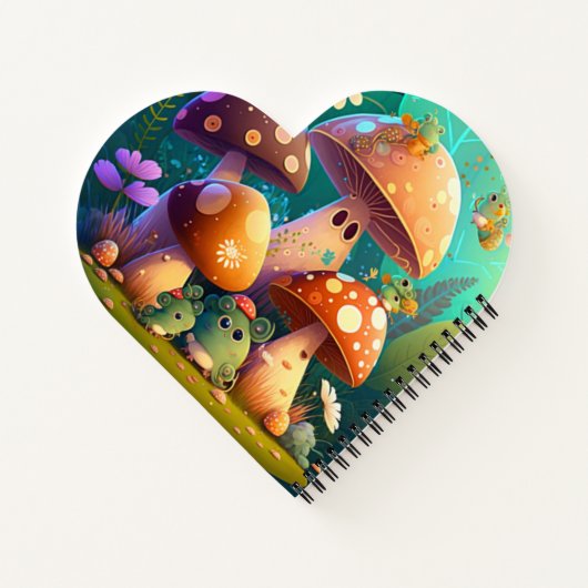 Niedliche Pilze im Spiral-Notebook Notizblock (Rückseite)
