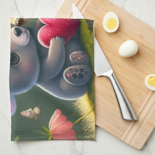 Niedliche Pilze im Wald Geschirrtuch (Viertel Falte)