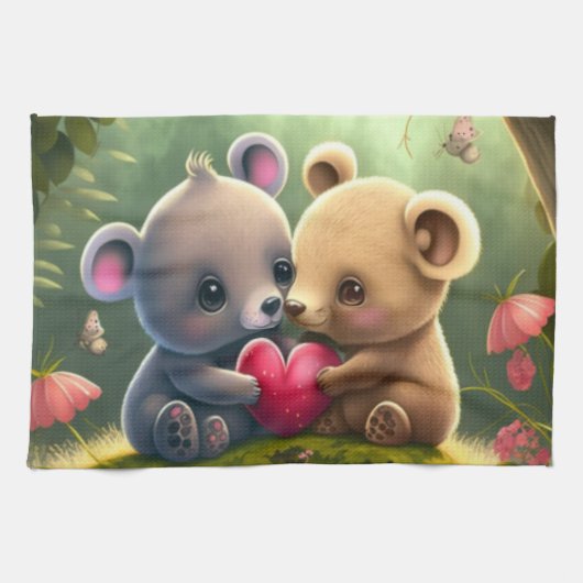 Niedliche Pilze im Wald Geschirrtuch (Horizontal)