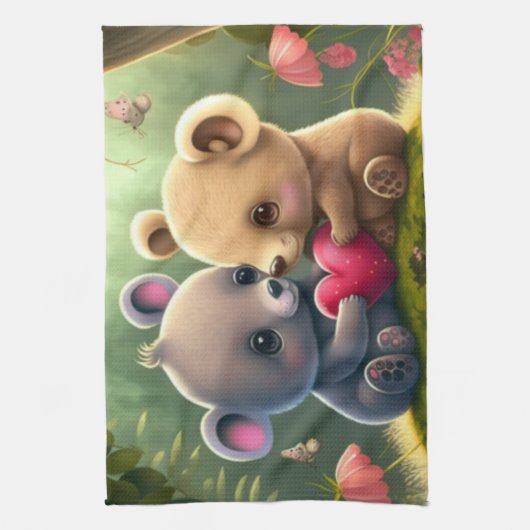 Niedliche Pilze im Wald Geschirrtuch (Vertikal)