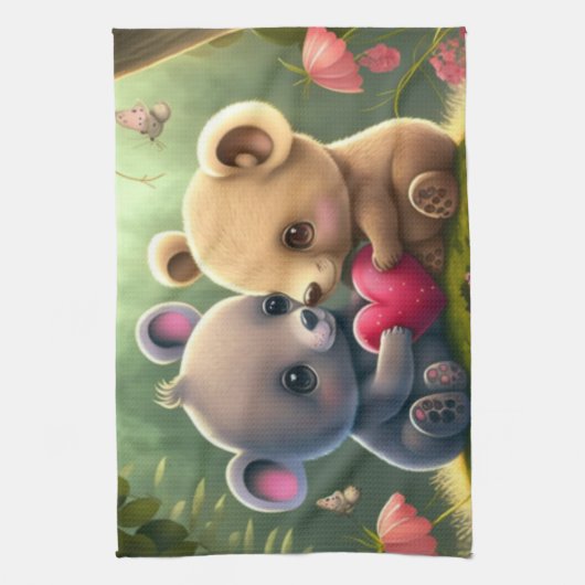 Niedliche Pilze im Wald Geschirrtuch (Vertikal)