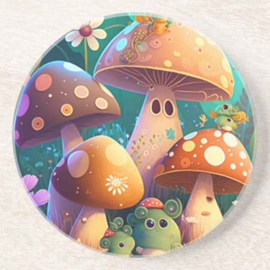 Niedliche Pilze im Wald Getränkeuntersetzer (Vorne)