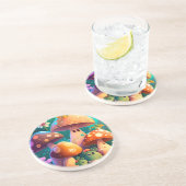 Niedliche Pilze im Wald Getränkeuntersetzer (Seite)