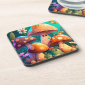 Niedliche Pilze im Wald Getränkeuntersetzer (Linke Seite)