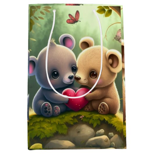 Niedliche Pilze im Wald Mittlere Geschenktüte (Vorderseite)