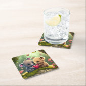 Niedliche Pilze im Wald Rechteckiger Pappuntersetzer (Vor Ort)