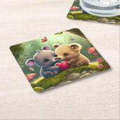 Niedliche Pilze im Wald Rechteckiger Pappuntersetzer (angewinkelt)