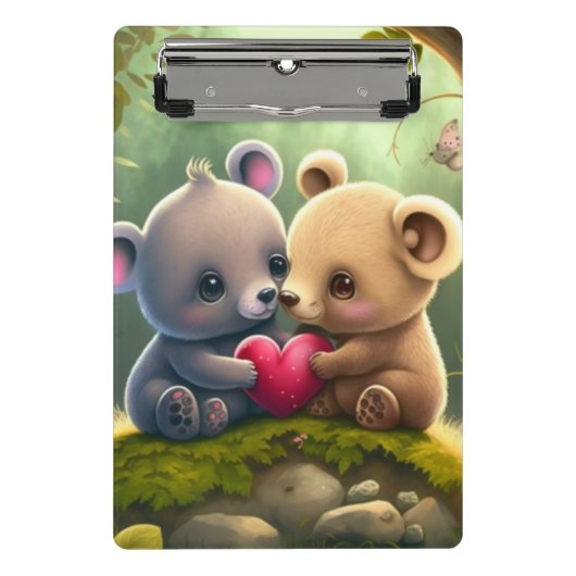 Niedliche Pilze in der Waldwand Mini Klemmbrett (Vorderseite)